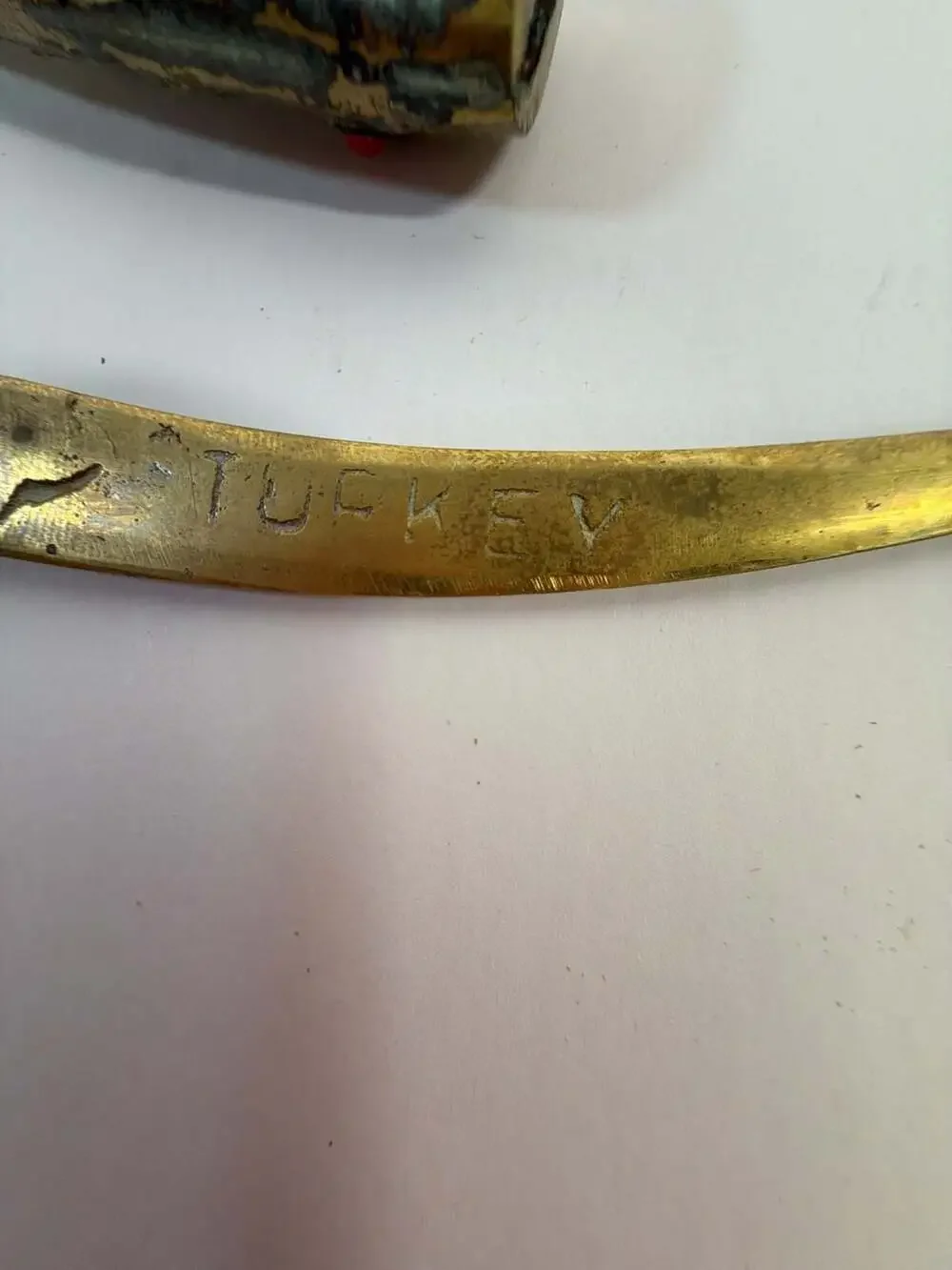 Vintage Ornate Brass Letter Opener with Scabbard‎ Marked Turkey